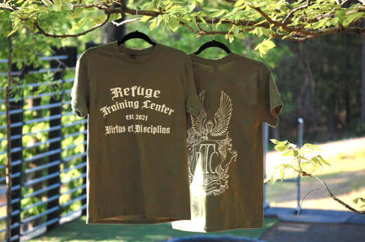 Refuge Crest T-Shirt ( Green/White )